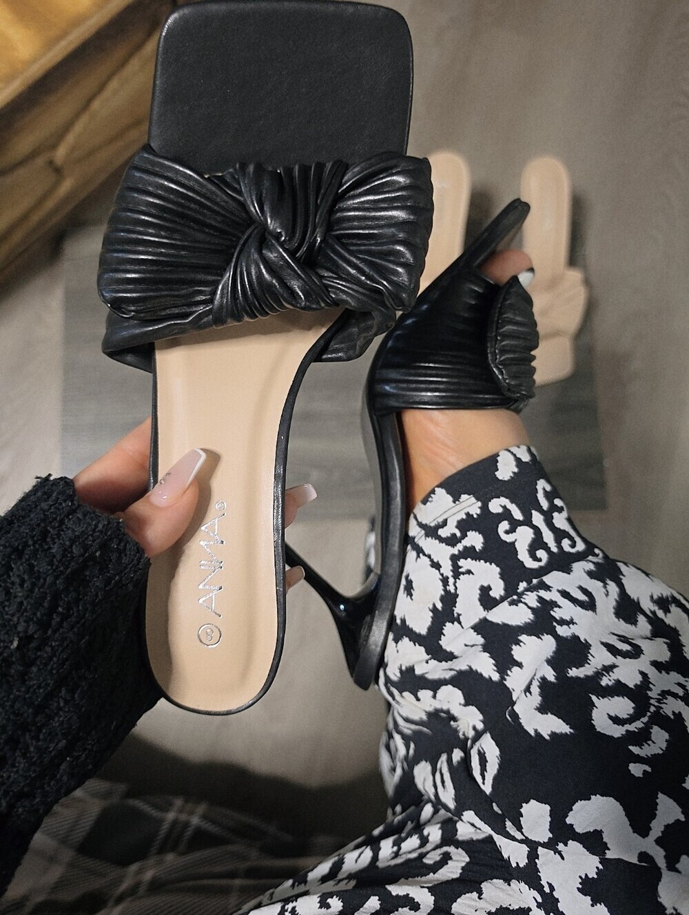 Bow Square Toe Slide heel